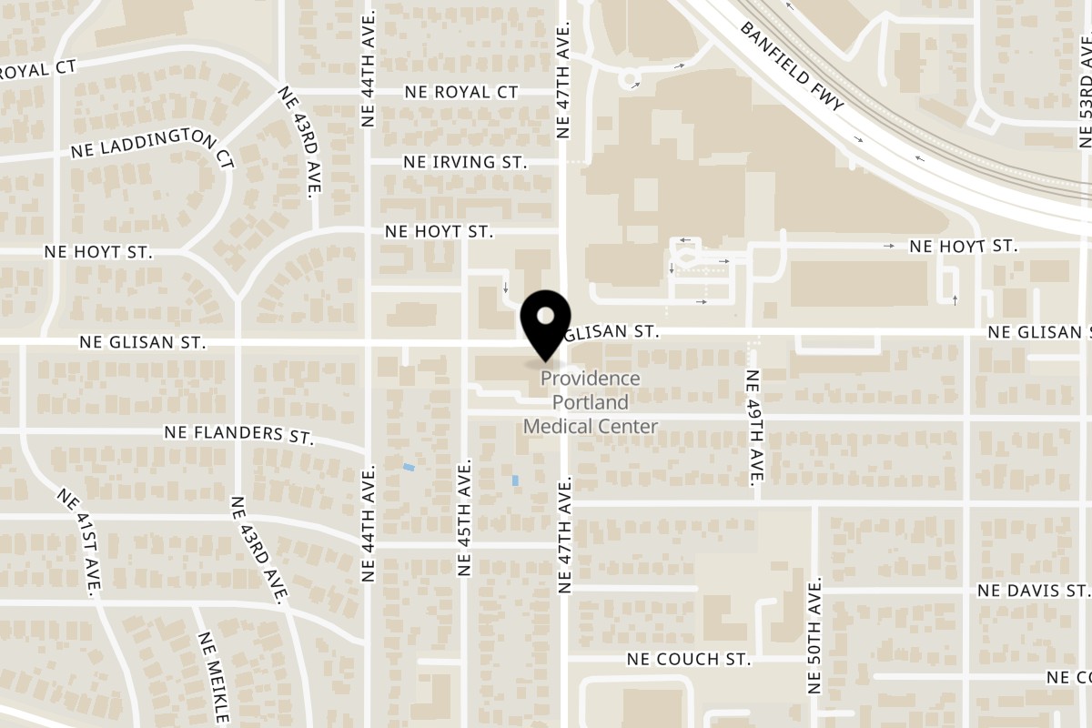 Map showing the location of Original Dream Pizza on 4620 NE Glisan St in Portland